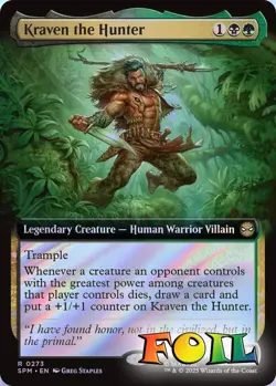 Kraven the Hunter Extended Art 0273 MTG Marvel's Spider-Man Rare NP Foil - Image 1