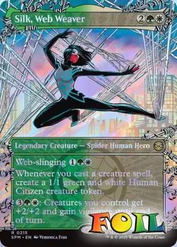 Silk, Web Weaver Borderless 0215 MTG Marvel's Spider-Man Rare NP Foil - Image 1