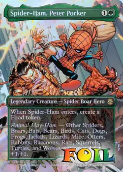Spider-Ham, Peter Porker Borderless 0201 MTG Marvel's Spider-Man Rare NP Foil - Image 1