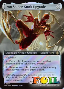 Iron Spider, Stark Upgrade Extended Art 0279 MTG SPM Rare NP Foil - Image 1