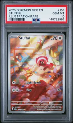 136925507 Stufful 2025 Pokemon Mega Evolution #154 Illustration Rare PSA 10 - Image 1