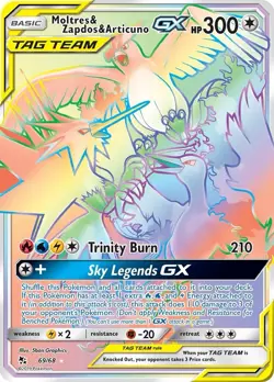 Pokemon Moltres & Zapdos & Articuno GX Hidden Fates 69/68 Secret Rare TAG TEAM - Image 1