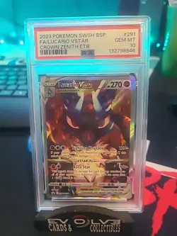 Pokemon 2023 Lucario VSTAR SWSH291 Full Art Crown Zenith ETB Promo GEM MT PSA 10 - Image 2