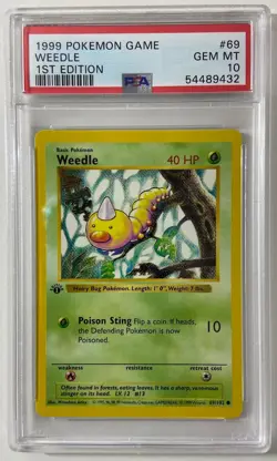 Pokemon - Base Set 1st Edit. 1999 Shadowless "WEDLE" PSA 10 Gem/Mint #69/102. - Image 1