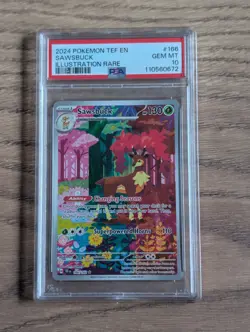 Pokemon Sawsbuck 166/162 Temporal Forces Illustration Rare 2024 PSA 10 Gem Mint - Image 1