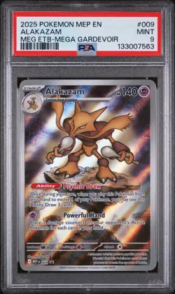 ALAKAZAM #009 BLACK STAR PROMO MEGA ETB GARDEVOIR 2025 POKEMON MEP PSA 9 MINT - Image 1