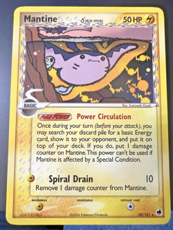 Pokemon TCG Mantine (Delta Species) EX Dragon Frontiers 20/101 - Image 1