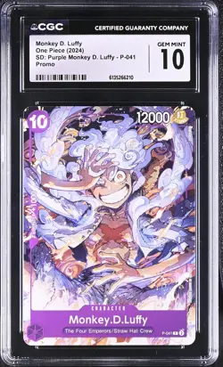 One Piece GRADED Monkey D. Luffy P-041 P 10 CGC ENGLISH - Image 1