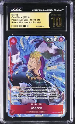 One Piece GRADED Marco OP02 Paramount Alt Art R PRISTINE 10 CGC ENGLISH - Image 1