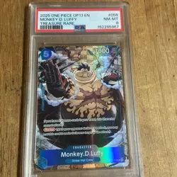 Namco Monkey D. Luffy OP11-058 Treasure Rare Foil Carrying on His Will PSA 8 - Image 1