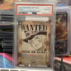 One Piece Carrying on His Will Wanted Poster Sabo OP13-120 Alternate Art PSA 10 - Image 1