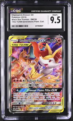 CGC 9.5 MINT+ Charizard & Braixen GX 2019 Black Star Promos SM230 Pokemon Card - Image 1