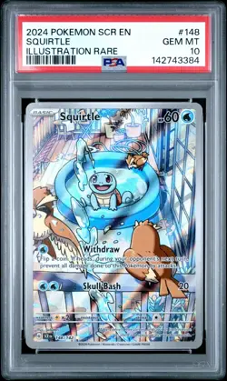 PSA 10 Squirtle Stellar Crown Illustration Card #148/142 - Image 1