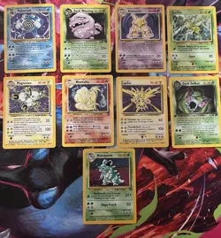 Pokemon Vintage Card Lot 9 Holos, Base Set, Fossil Set, Jungle Set, 1999 - Image 1