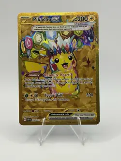 Pokemon TCG SV08 Surging Sparks Pikachu EX Hyper Rare Gold Holo Card 247/191 - Image 1