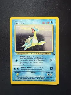 Pokemon TCG Lapras Holo Rare Card Fossil Set 10/62 RAW - Image 1