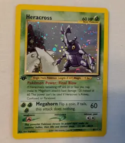 Heracross 6/111 Neo Genesis 1st Edition Holo Rare Pokemon Card Non Smoking LP - Image 1