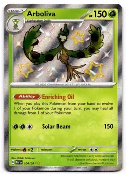 Arboliva 104/091 Shiny Rare Paldean Fates Pokemon Holo Near Mint - Image 1