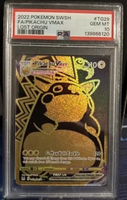 2022 POKEMON SWORD & SHIELD LOST ORIGIN #TG29 FULL ART/PIKACHU VMAX PSA 10 - Image 1