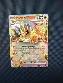 Pokemon Flareon EX Full Art Holo Double Rare 014/131 Prismatic Evolutions Card - Image 1