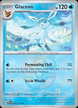 Glaceon 025/131 Master Ball Pattern Prismatic Evolutions Rare NM Pokemon TCG - Image 1