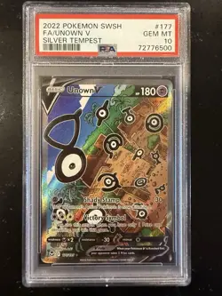 2022 POKEMON SWSH SILVER TEMPEST #177 ALTERNATE ART FA/UNOWN V MINT PSA 10 - Image 1