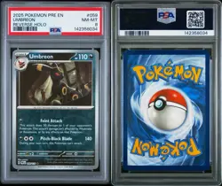 2025 POKEMON PRE EN-PRISMATIC EVOLUTIONS REVERSE HOLO #059 UMBREON PSA 8 - Image 3