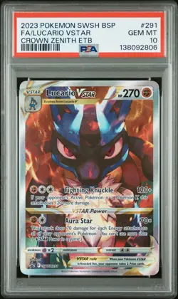 Lucario Vstar Alt Art Promo PSA 10 Pokemon Crown Zenith SWSH291 - Image 1
