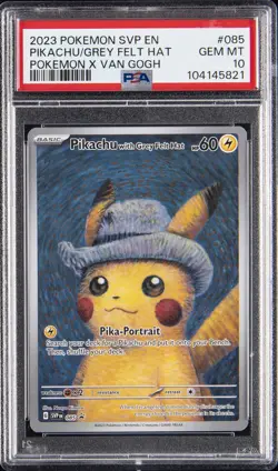2023 POKEMON SVP EN-SV BLACK STAR PROMO #085 PIKACHU WITH GREY FELT HAT PSA 10 - Image 1