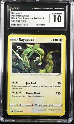 CGC 10 Rayquaza Holo SWIRL SWSH029 Crown Zenith Sea & Sky Collection Pokemon - Image 1