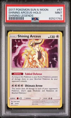2017 POKEMON SUN & MOON SHINING LEGENDS #57 SHINING ARCEUS-HOLO PSA 9 - Image 1