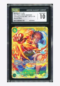 One Piece CGC 10 GEM MINT Monkey D. Luffy SEC 2025 OP13-118 OP13 Japanese - Image 1