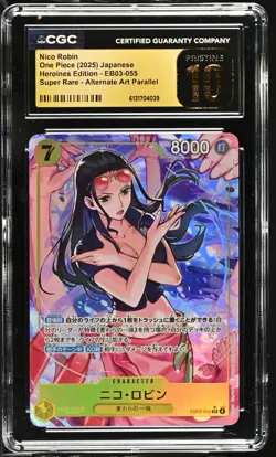 One Piece EB03 055 Nico Robin SR Alt Art Heroines CGC 10 Pristine JP BLACK LABEL - Image 1