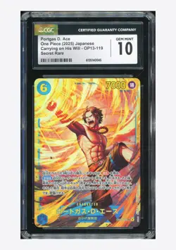 One Piece CGC 10 GEM MINT Portgas D. Ace SEC 2025 OP13-119 OP13 Japanese - Image 1