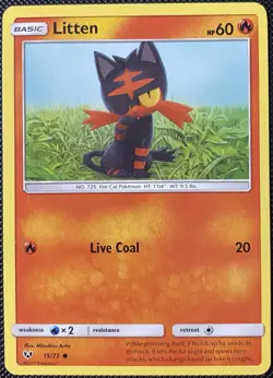 Litten 15/73 Shining Legends Regular - Pokemon Card - Image 1