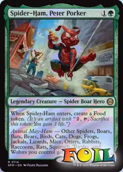 Spider-Ham, Peter Porker 0114 MTG Marvel's Spider-Man Rare NP Foil - Image 1