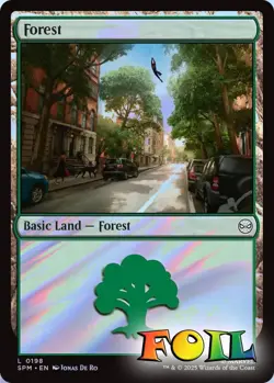 Forest 0198 MTG Marvel's Spider-Man Land NP Foil - Image 1