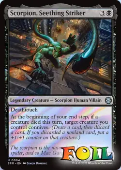 Scorpion, Seething Striker 0064 MTG Marvel's Spider-Man Uncommon NP Foil - Image 1
