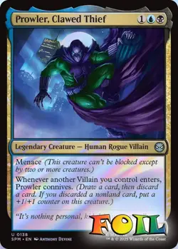 Prowler, Clawed Thief 0138 MTG Marvel's Spider-Man Uncommon NP Foil - Image 1