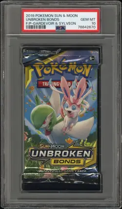 2019 Pokemon Sun & Moon Unbroken Bonds Booster Pack Sylveon & Gardevoir PSA 10 - Image 1