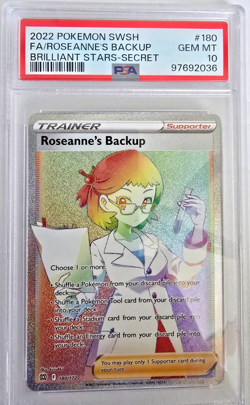 PSA 10 ROSEANNE'S BACKUP 180/172 Full Art Secret Rare Pokemon Brilliant Stars - Image 1