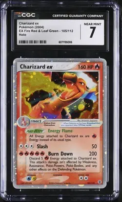 SWIRL !!! CGC 7 CHARIZARD EX 105 FIRE RED LEAF GREEN POKEMON - Image 1
