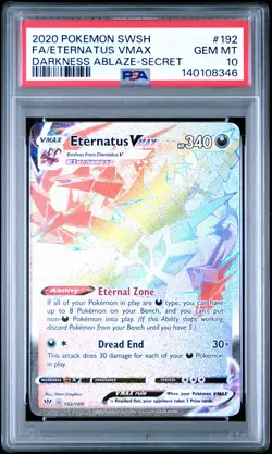 2020 POKEMON SWORD & SHIELD DARKNESS ABLAZE #192 FULL ART/ETERNATUS VMAX PSA 10 - Image 1