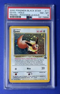 2000 Pokemon Black Star Eevee Holo Promo Pokemon League #11 PSA 8 NM-MT - Image 1