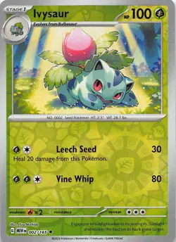 Ivysaur 002/165 Uncommon 151 Pokemon Reverse Holo Near Mint - Image 1