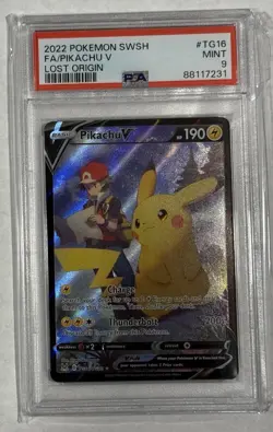 Pokemon Lost Origin TG16 Pikachu V PSA9 - Image 1