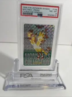 1996 POKEMON JAPANESE BANDAI CARDDASS VENDING #146 HOLO MOLTRES PRISM PSA 8 - Image 1