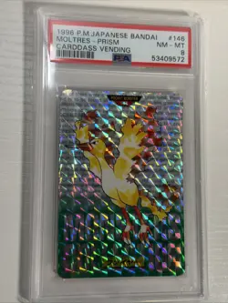 1996 POKEMON JAPANESE BANDAI CARDDASS VENDING #146 HOLO MOLTRES PRISM PSA 8 - Image 3