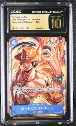 ✨✨ CGC 10 Pristine One Piece Portgas D. Ace P-103 Jpn Promo - Image 1