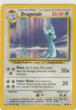 Dragonair 18/102 Base Set Unlimited | Moderately Played | Vintage Pokemon Card - Image 1